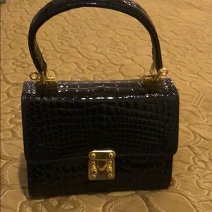 Leather evening bag black made in Italy